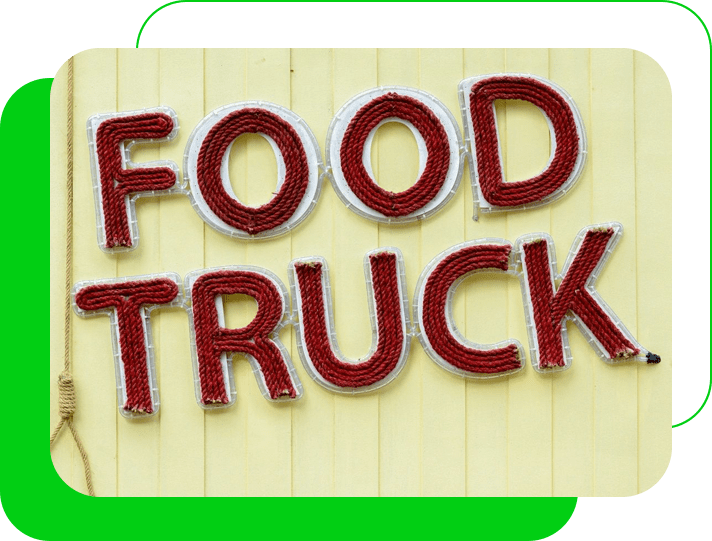 A sign that says food truck